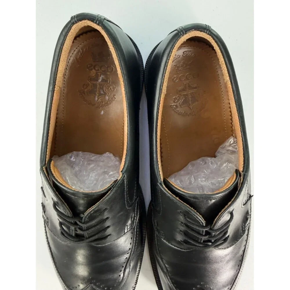 ECCO Men's Wingtip Comfort Dress Shoes Size EU 43 US 9-9.5 Leather Black
